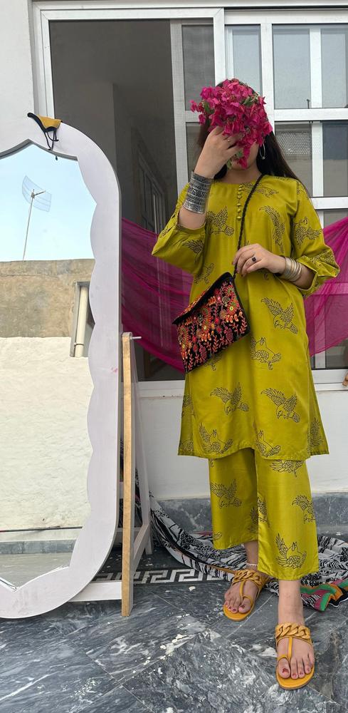 Women Stitched Linen Printed Suit