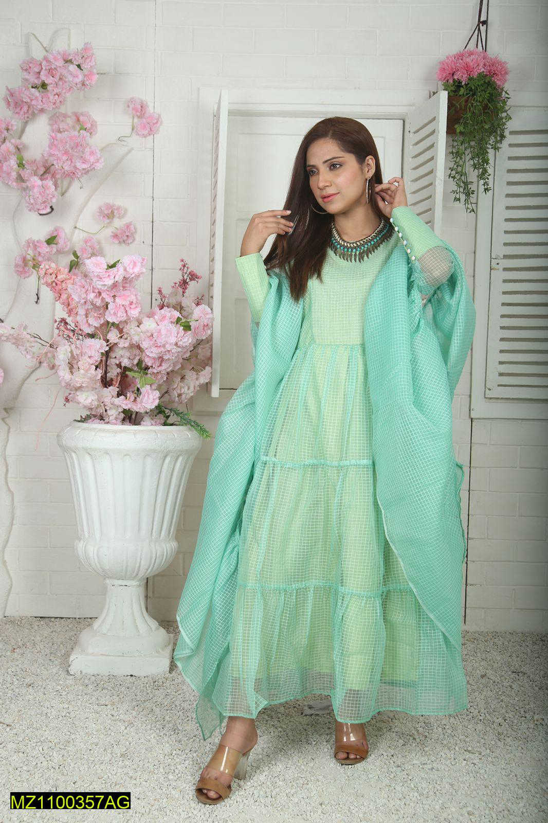 Women's Unstitched Organza Embroidered Suit