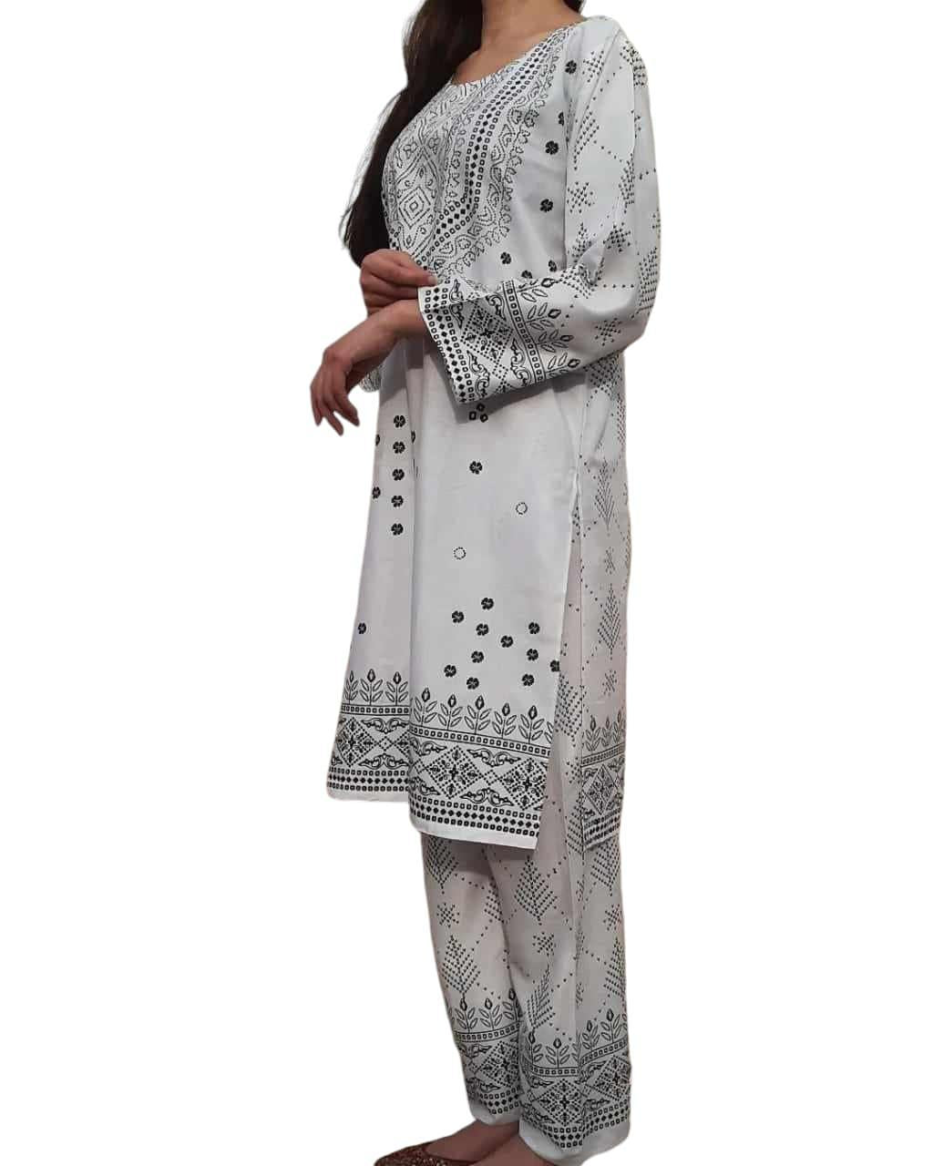 Women Stitched Linen Printed Shirt and Trouser