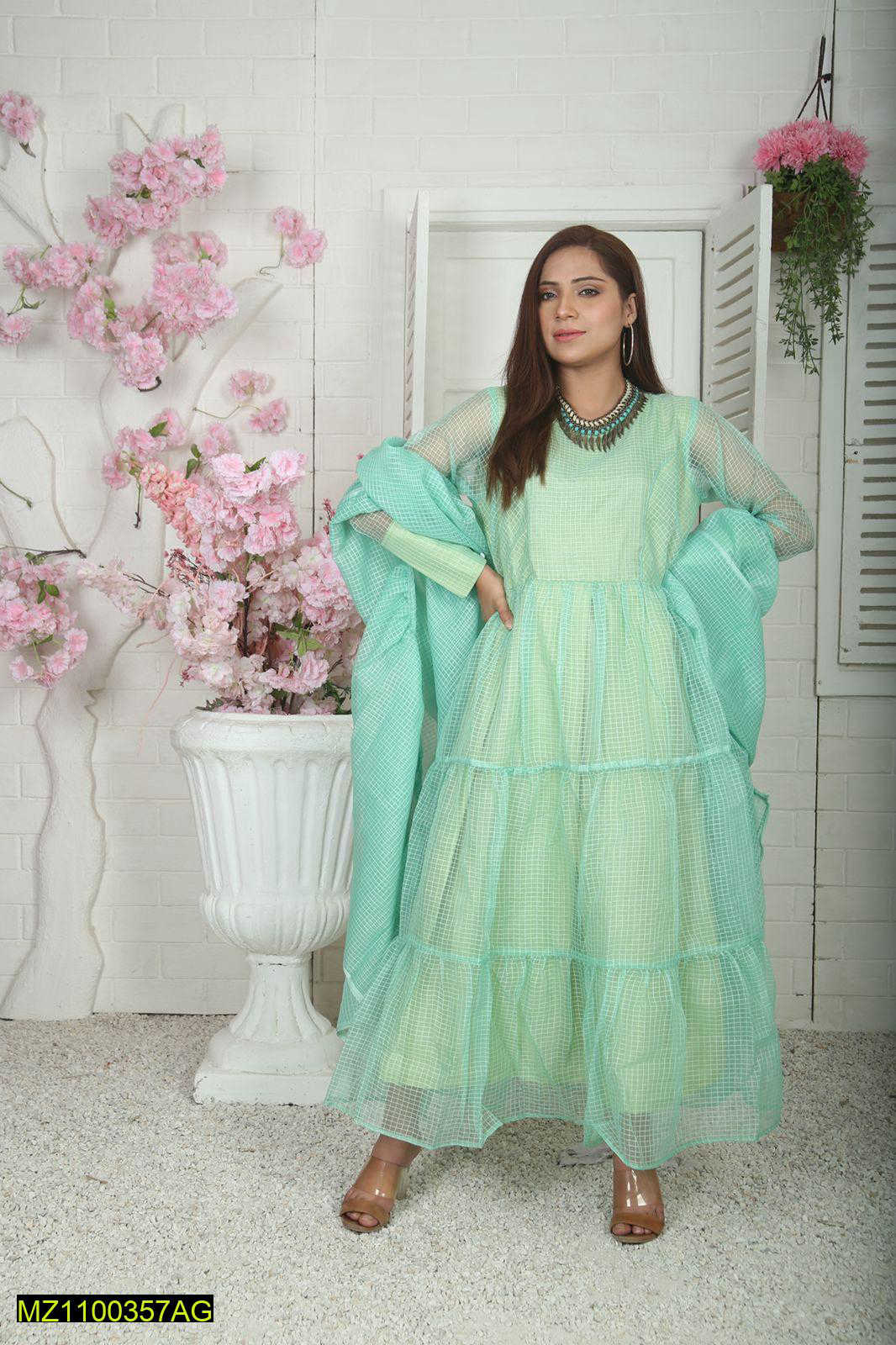 Women's Unstitched Organza Embroidered Suit