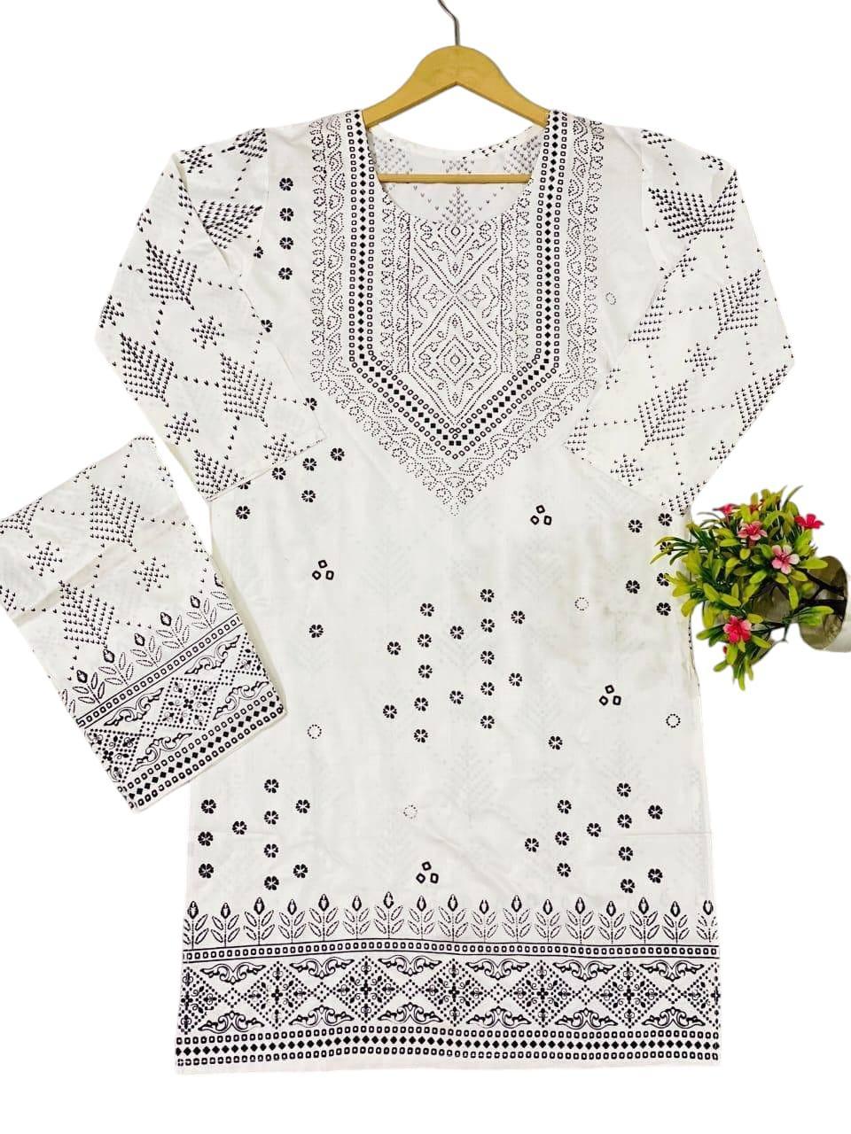 Women Stitched Linen Printed Shirt and Trouser